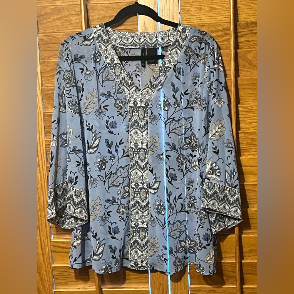 New Directions XL Sheer Blue Top